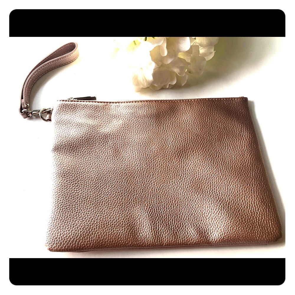 Express rose gold pebbled clutch